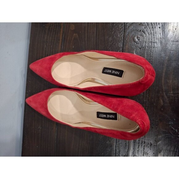 Nine West Cara Red Suede Leather Block Heel Pumps/Pre-owned, Sz 8M EUC - Picture 7 of 10